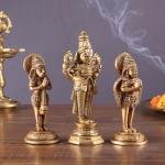 Brass Tirupati Balaji, Garuda & Hanuman Trio 5.5" | Divine Idols Set | Blessings, Protection & Devotion | Handcrafted Spiritual Ambiance | Home Temple Decor